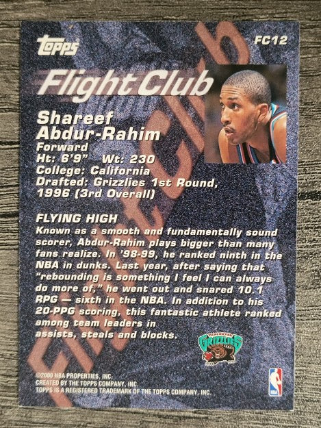 2000-01 Topps Flight Club #FC12 Shareef Abdur-Rahim