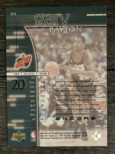 2000-01 Upper Deck Encore Performers #EP3 Gary Payton