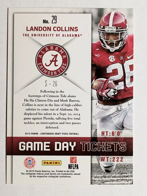 2015 Panini Contenders Draft Picks Game Day Tickets #29 Landon Collins