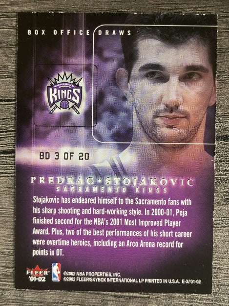 2001-02 E-X Box Office Draws #3 Peja Stojakovic