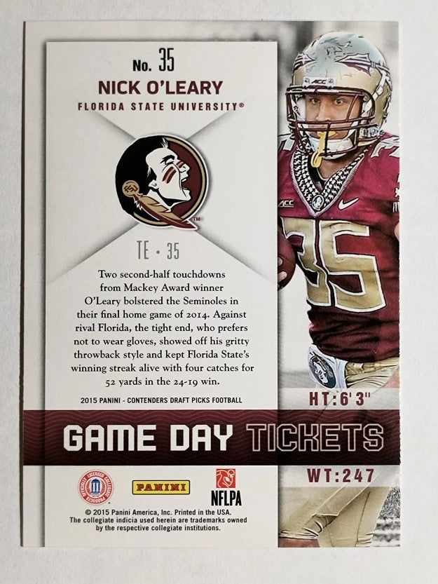 2015 Panini Contenders Draft Picks Game Day Tickets #35 Nick O'Leary