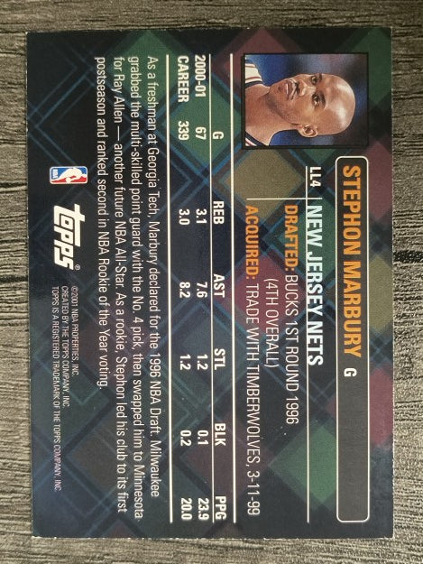 2001-02 Topps Lottery Legends #LL4 Stephon Marbury