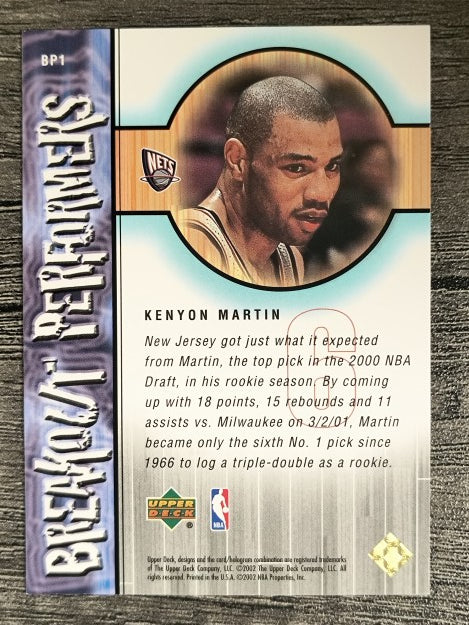 2001-02 Upper Deck Breakout Performers #BP1 Kenyon Martin