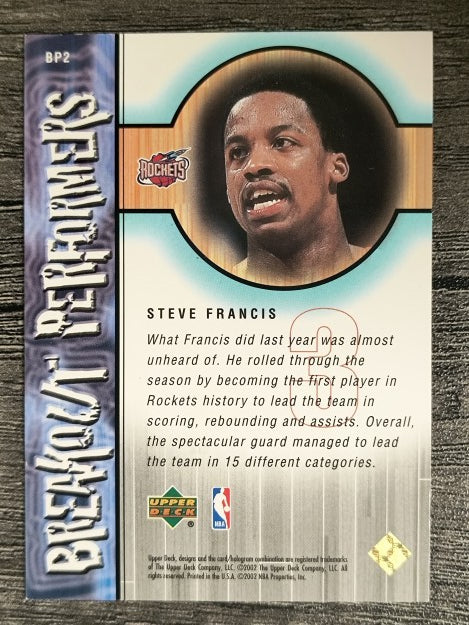 2001-02 Upper Deck Breakout Performers #BP2 Steve Francis