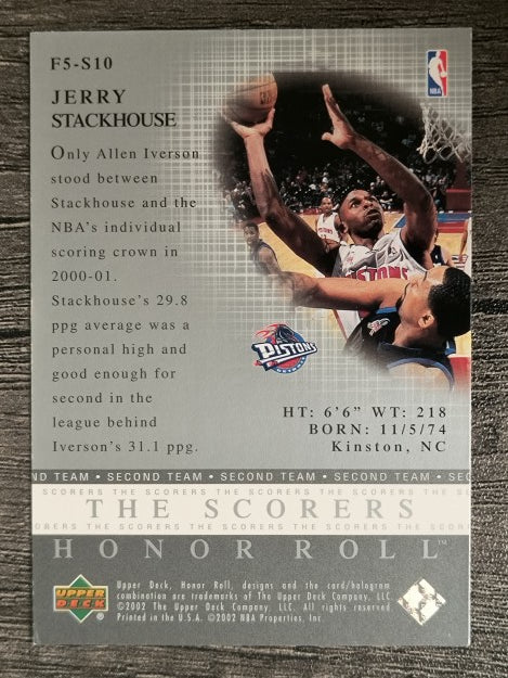 2001-02 Upper Deck Honor Roll Fab Five Scorers #F5S10 Jerry Stackhouse