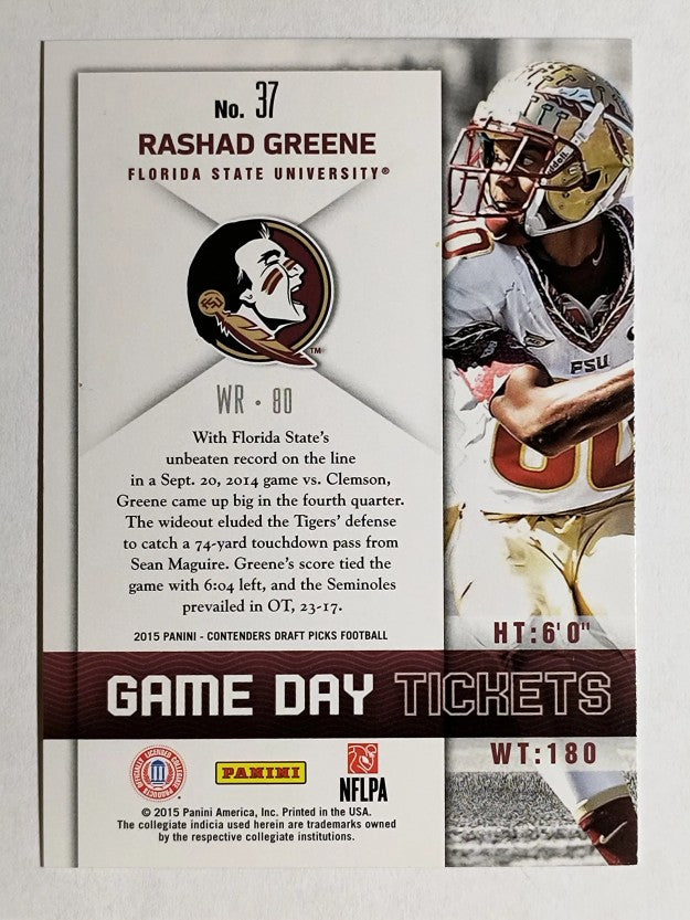 2015 Panini Contenders Draft Picks Game Day Tickets #37 Rashad Greene