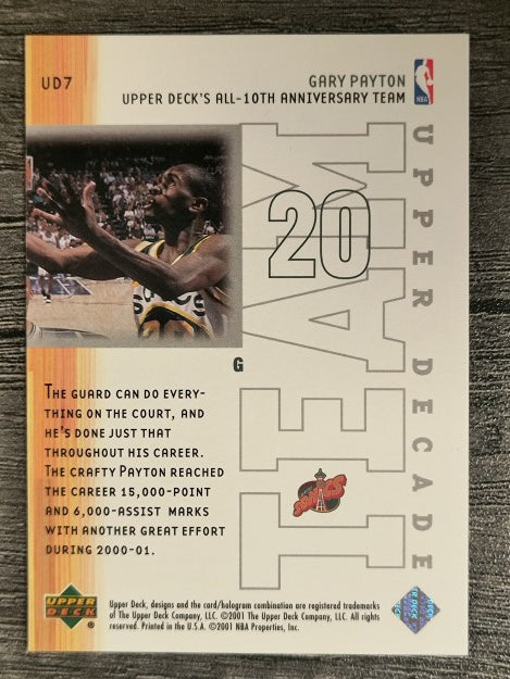 2001-02 Upper Deck Upper Decade Team #UD7 Gary Payton