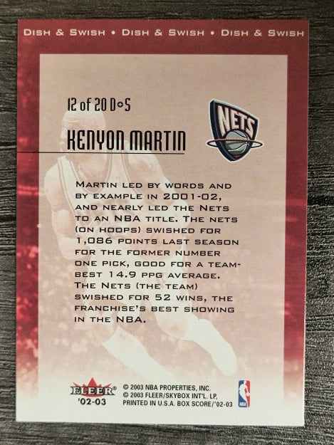 2002-03 Fleer Box Score Dish and Swish #12 Kenyon Martin