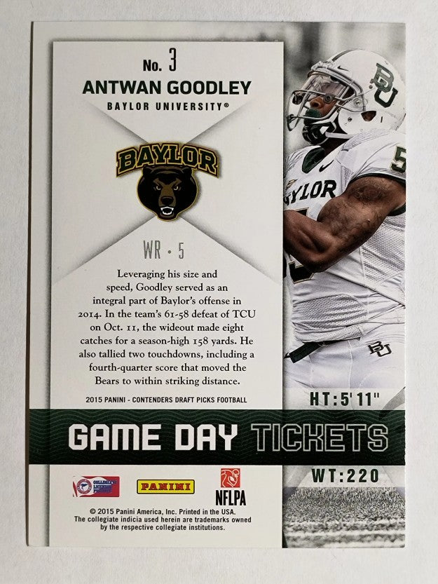 2015 Panini Contenders Draft Picks Game Day Tickets #3 Antwan Goodley