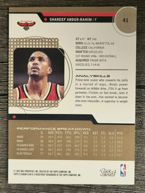 2002-03 Stadium Club 10th Anniversary Parallel #41 Shareef Abdur-Rahim