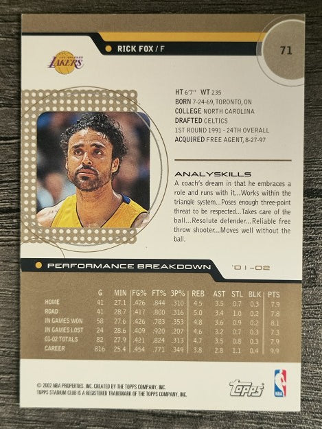2002-03 Stadium Club 10th Anniversary Parallel #71 Rick Fox