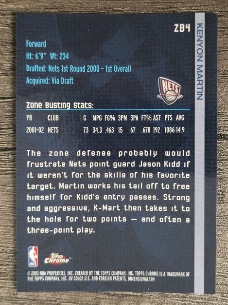 2002-03 Topps Chrome Zone Busters #ZB4 Kenyon Martin