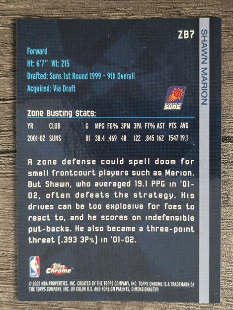 2002-03 Topps Chrome Zone Busters #ZB7 Shawn Marion