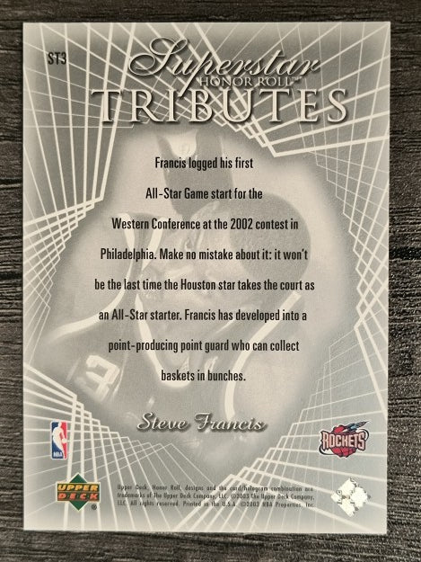 2002-03 Upper Deck Honor Roll Superstar Tributes #ST3 Steve Francis