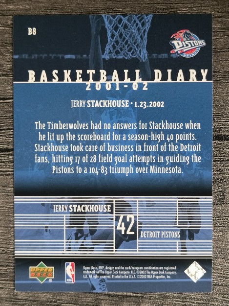 2002-03 Upper Deck MVP Basketball Diary #8 Jerry Stackhouse