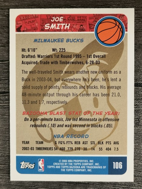 2003-04 Bazooka Parallel #106 Joe Smith