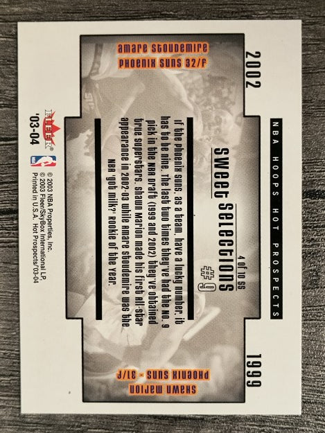 2003-04 Hoops Hot Prospects Sweet Selections #4 Stoudemire/Shawn Marion (EXMT)