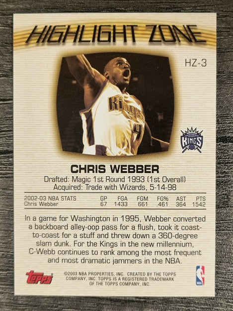 2003-04 Topps Highlight Zone #HZ3 Chris Webber