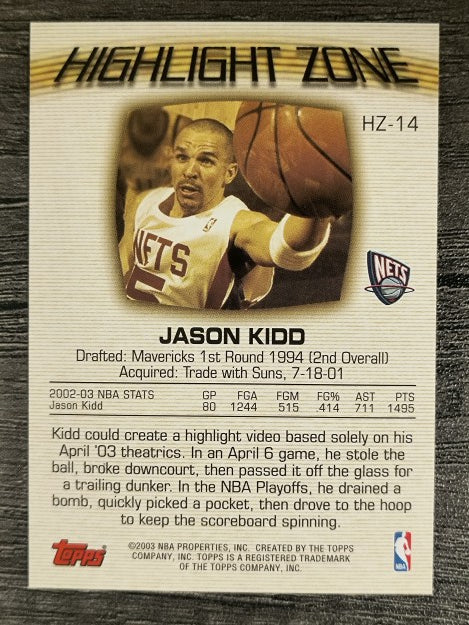2003-04 Topps Highlight Zone #HZ14 Jason Kidd