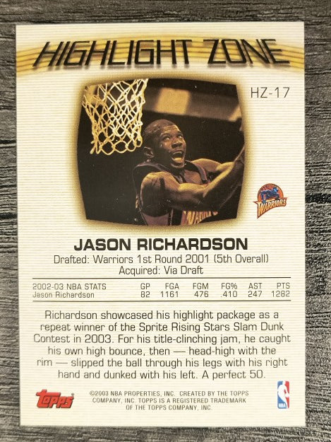 2003-04 Topps Highlight Zone #HZ17 Jason Richardson