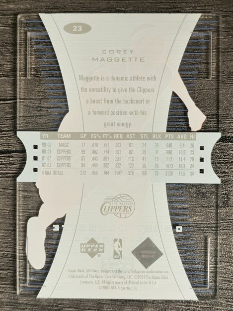2003-04 UD Glass Plexi-Glass #23 Corey Maggette