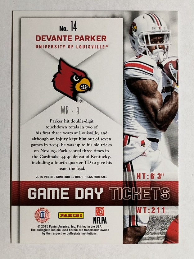 2015 Panini Contenders Draft Picks Game Day Tickets #14 DeVante Parker
