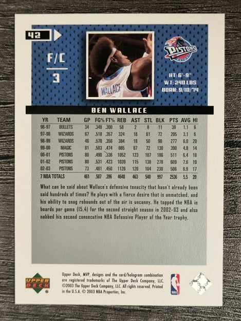 2003-04 Upper Deck MVP Silver #42 Ben Wallace