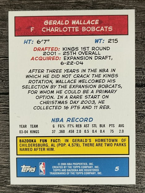 2004-05 Bazooka Mini #5 Gerald Wallace