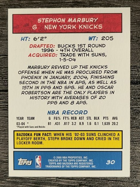 2004-05 Bazooka Mini #30 Stephon Marbury