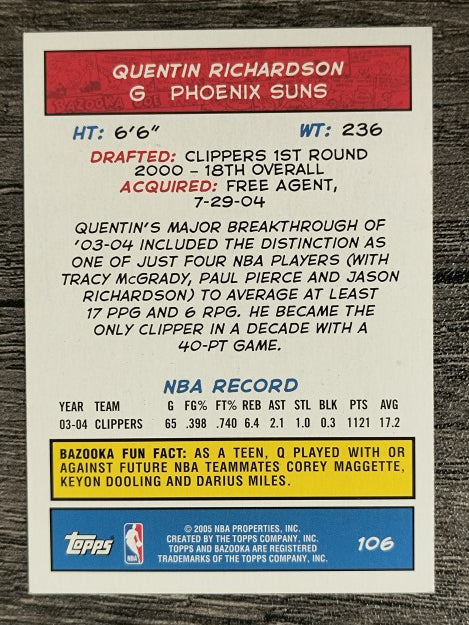2004-05 Bazooka Mini #106 Quentin Richardson