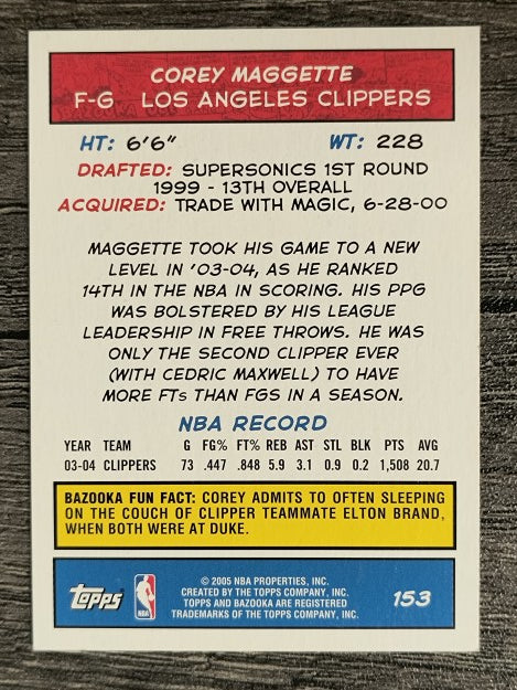 2004-05 Bazooka Mini #153 Corey Maggette