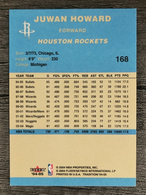 2004-05 Fleer Tradition Blue #168 Juwan Howard