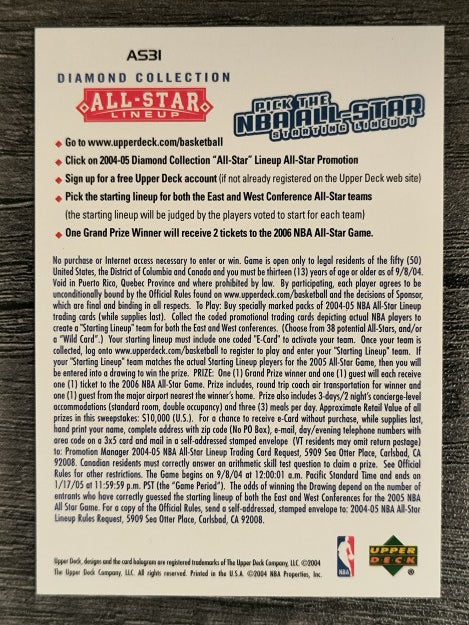2004-05 Upper Deck All-Star Lineup Promos/eCards #AS31 Rasheed Wallace
