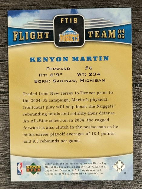 2004-05 Upper Deck Flight Team #FT19 Kenyon Martin