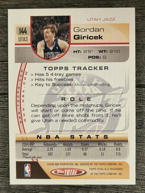 2005-06 Topps Total Silver #144 Gordan Giricek