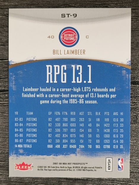 2007-08 Fleer Hot Prospects Stat Tracker #ST9 Bill Laimbeer