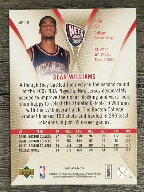 2007-08 SP Authentic Profiles #AP18 Sean Williams