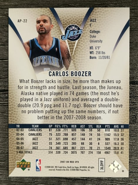 2007-08 SP Authentic Profiles #AP22 Carlos Boozer
