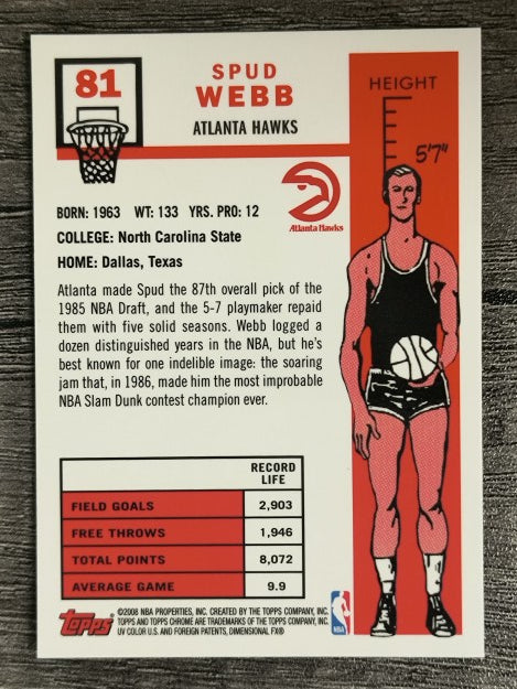 2007-08 Topps Chrome 1957-58 Variations #81 Spud Webb