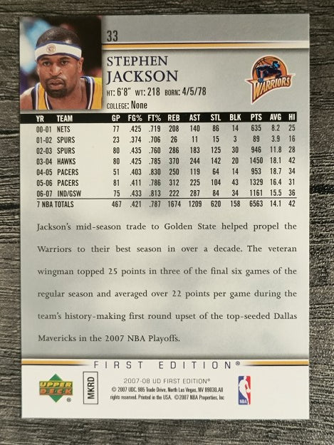 2007-08 Upper Deck First Edition #33 Stephen Jackson