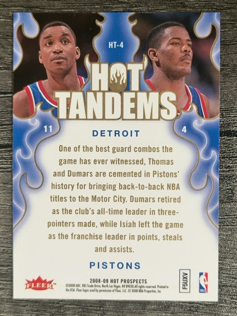 2008-09 Hot Prospects Hot Tandems #HT4 Isiah Thomas/Joe Dumars