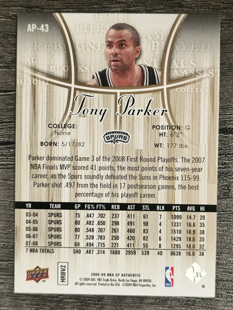 2008-09 SP Authentic Profiles #AP43 Tony Parker