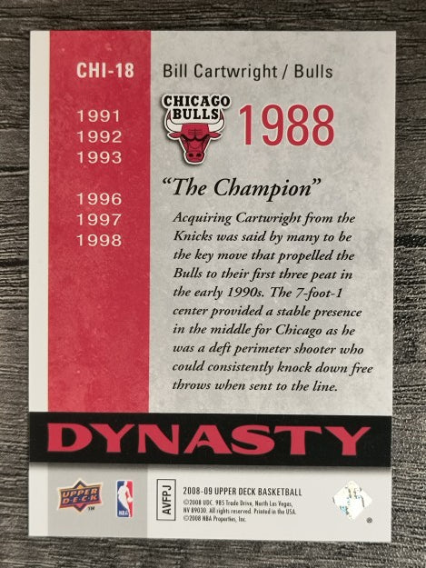2008-09 Upper Deck Bulls Dynasty #CHI18 Bill Cartwright