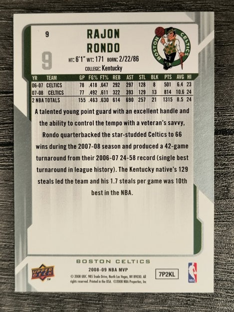 2008-09 Upper Deck MVP Silver Script #9 Rajon Rondo