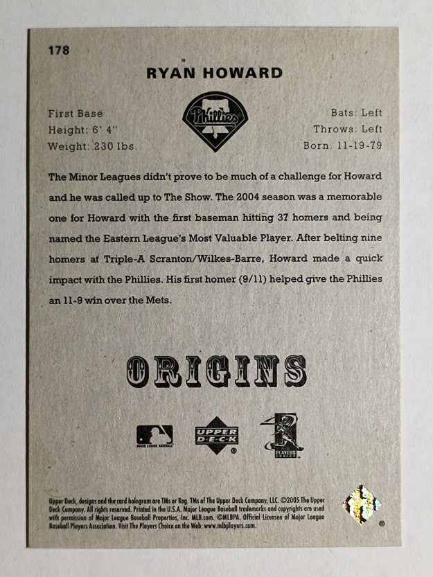 2005 Origins #178 Ryan Howard YS