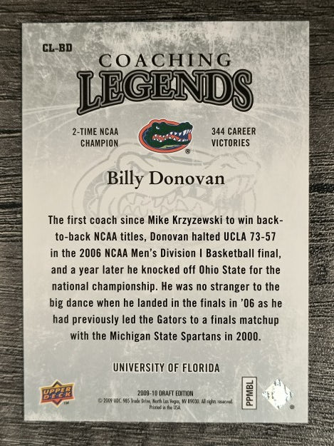 2009-10 Upper Deck Draft Edition Coaching Legends #CLBD Billy Donovan