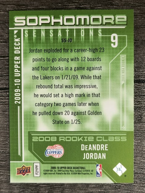 2009-10 Upper Deck Sophomore Sensations #SSJO DeAndre Jordan