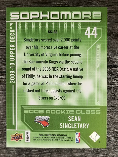 2009-10 Upper Deck Sophomore Sensations #SSSS Sean Singletary