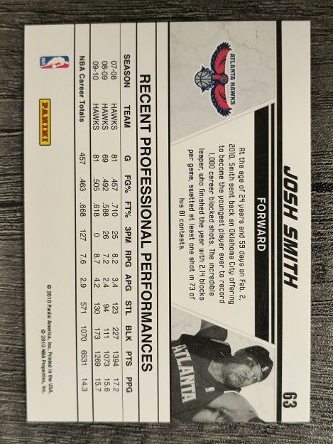 2010-11 Donruss Production Line Rack Packs #63 Josh Smith