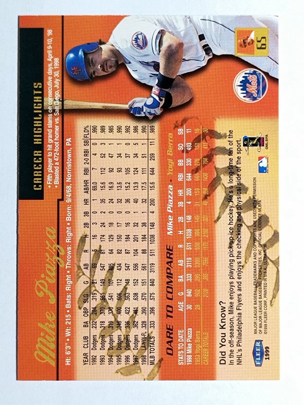 1999 Ultra #65 Mike Piazza